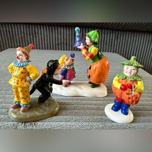 Halloween Lot of 3 DEPT 56 Figurines Black Cat Pumpkin Clown Costumes Department
